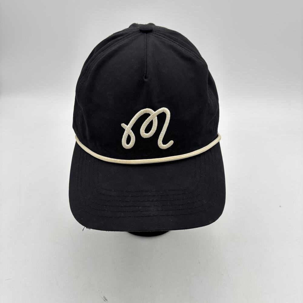 Malbon Golf M Script Rope Snapback Hat Mens Black Adjustable Dad Cap Embroidered